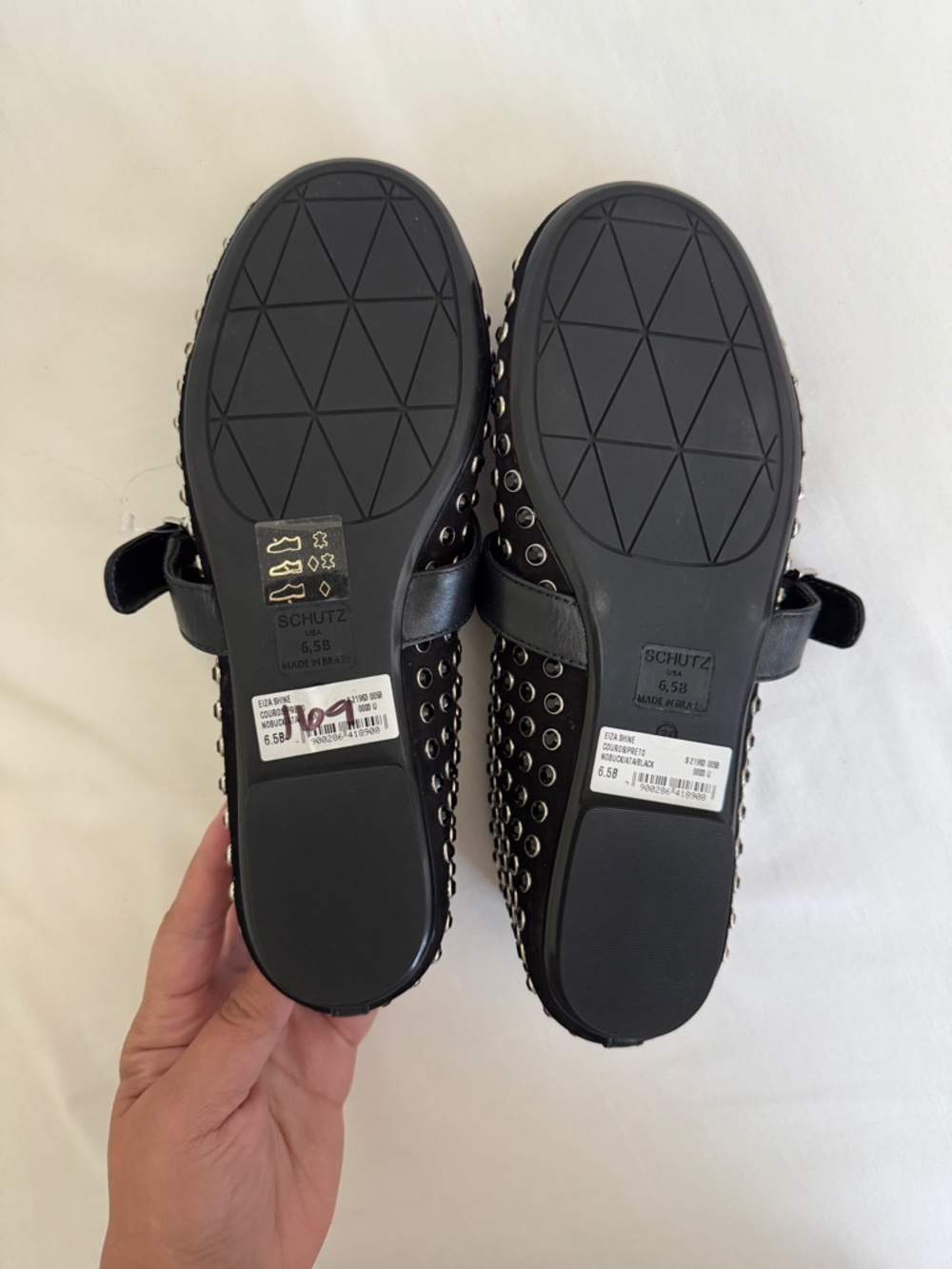 SCHUTZ Eiza Shine ballet Flats in Nubuck Black size 6.5 - Picture 6 of 8